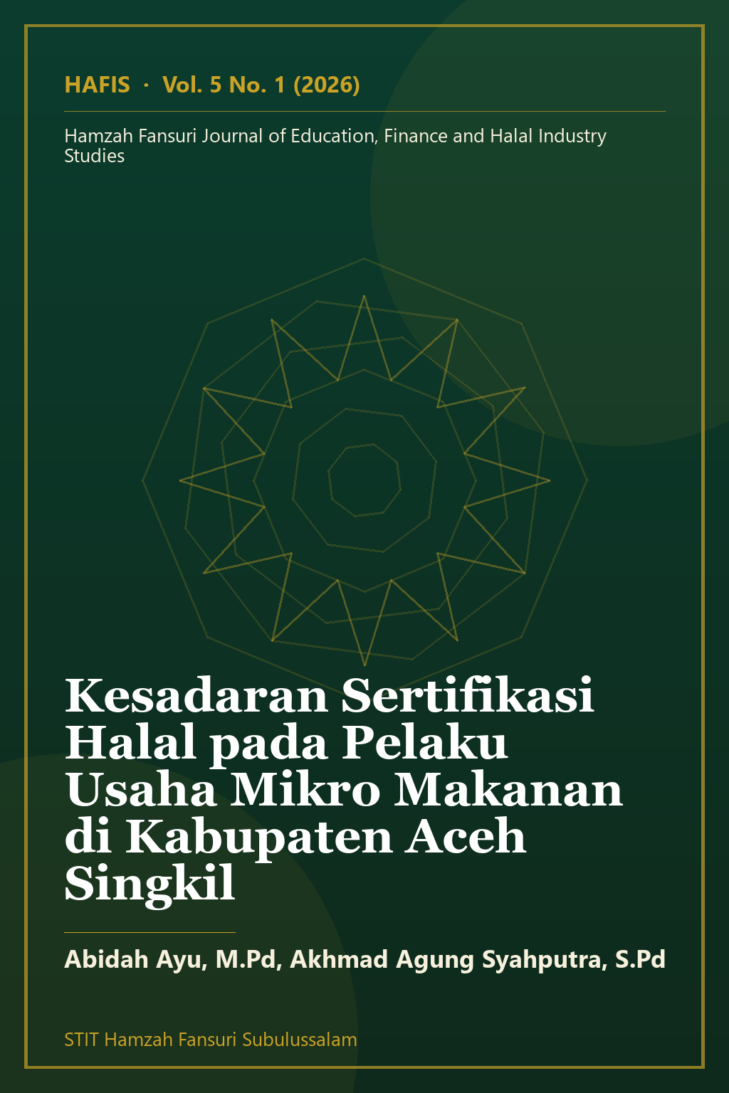 Sampul artikel: Kesadaran Sertifikasi Halal pada Pelaku Usaha Mikro Makanan di Kabupaten Aceh Singkil